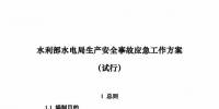 政策發(fā)布:水利部水電局生產(chǎn)安全事故應急工作方案(試行)