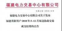 福建省新用戶2018年5-12月雙邊協(xié)商交易成交結(jié)果:成交電量72.53億千瓦時