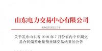 山東2018年7月份省內(nèi)中長期交易合同偏差電量預(yù)掛牌交易結(jié)果