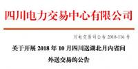 2018年10月四川送湖北月內(nèi)省間外送交易：交易電量0.25億千瓦時