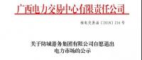 廣西關(guān)于防城港務(wù)集團有限公司自愿退出電力市場的公示
