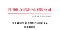 四川2018年10月事后合同轉(zhuǎn)讓交易:省內(nèi)成交電量1.55192億千瓦時