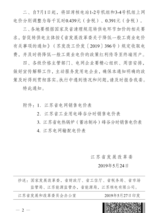 江蘇第二次降電價(jià)！一般工商業(yè)及其它用電類(lèi)別電價(jià)降4.15分/度
